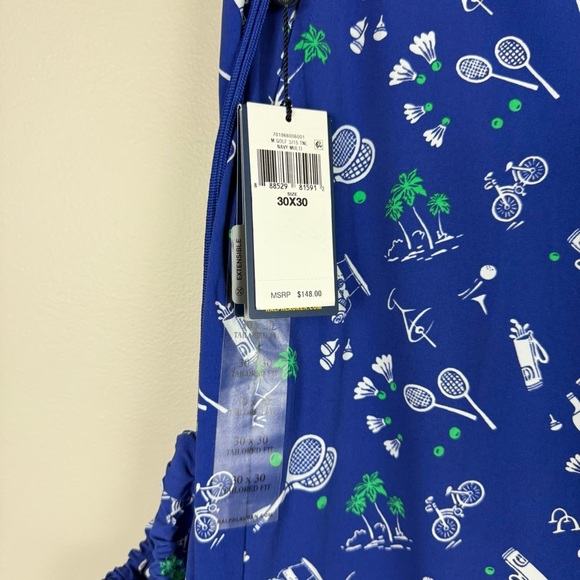 Ralph Lauren Polo Golf Pants Mens 30x30 Tailored Fit Print Stretch Blue White - Picture 7 of 10